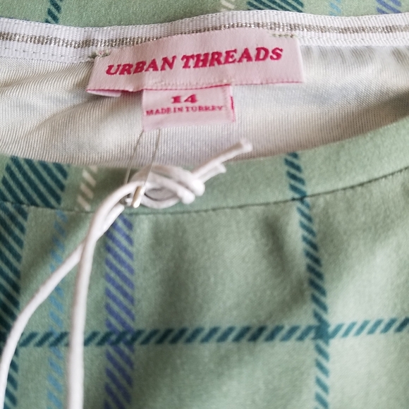 NWT Tshirt Dress Mint Green Plaid Urban Threads Size 14 - Picture 6 of 8